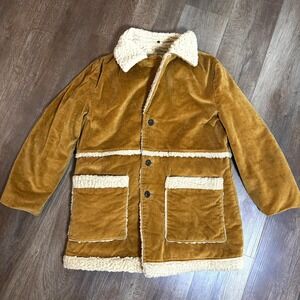Vintage William Barry Corduroy Jacket Mens Size 42 Brown Faux Shearling Western